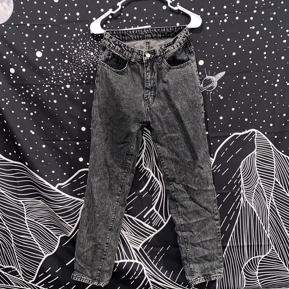 WOMENS DARK GREY BOYFRIEND JEANS